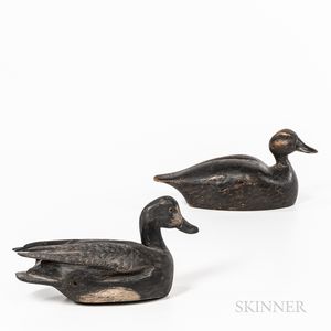 Two Black-painted Wooden Duck Decoys