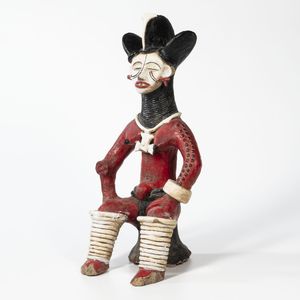 African Polychrome Pottery Figure