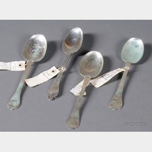 Four Early English Silver Trefid Spoons