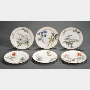 Six Wedgwood Bone China Botanical Plates