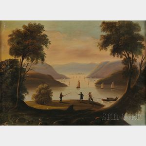Framed 19th Century American School Oil on Canvas View of West Point