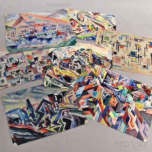 Leighton Cram (American, 1895-1981) Seven Modern Landscapes.