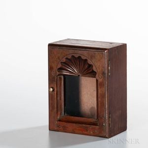 Rhode Island Mahogany Shell-carved Watch Hutch and Silver Pocket Watch