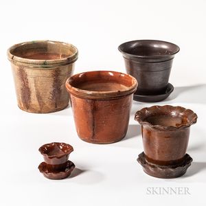 Five Pottery Planters and Flowerpots