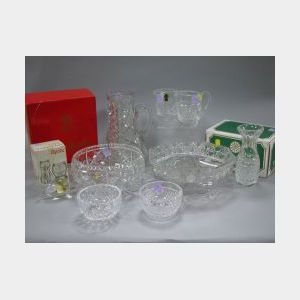 Nine Pieces of Colorless Cut Glass and Crystal Items