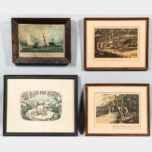 Four Framed Colored Lithographs