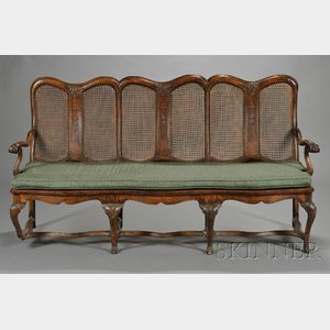 Queen Anne Walnut and Caned Seat Settee