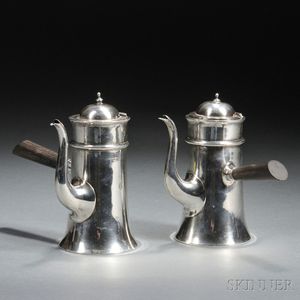 Two Edward VII Sterling Silver Chocolate Pots