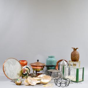 Group of Assorted Ceramic, Metal, and Glass Tableware