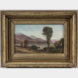 American School, 19th Century Harbor Landscape with Grazing Cow