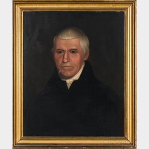 Deacon Robert Peckham (Massachusetts, 1785-1877) Portrait of a Man in a Black Jacket