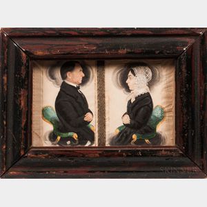 James Sanford Ellsworth (American, 1802/03-1874) Miniature Portraits of Samuel Parker and Fannie Herrick Parker