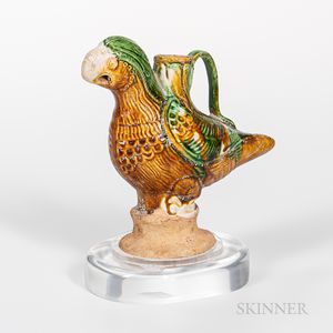 Sancai-glazed Earthenware Parrot-form Handled Censer