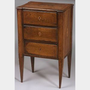 Italian Neoclassical Marquetry Inlaid Fruitwood Three Drawer Chest