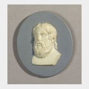 Wedgwood and Bentley Solid Blue Jasper Portrait Medallion of Aristophanes