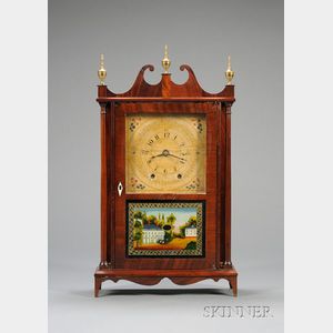 Miniature Mahogany Pillar and Scroll Clock by Mark Leavenworth