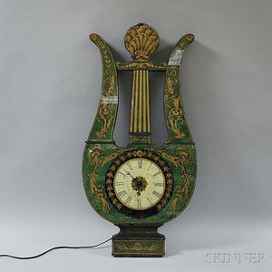 French Reverse-painted Wall Clock