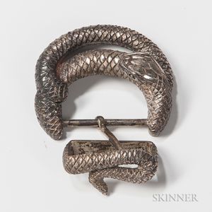Wathne Silver Buckle in the Form of a Coiled Snake