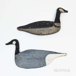 Two Painted Flat Goose Decoys