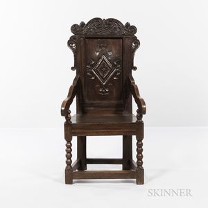 Turned and Carved Oak Wainscot Chair