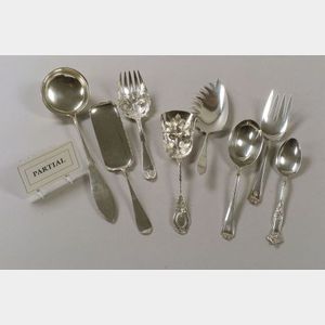 Ten Assorted Sterling, Coin, and Silver Plate Flatware Serving Pieces