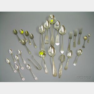 Approximately Twenty-seven Pieces of Sterling and Silver Plated Flatware