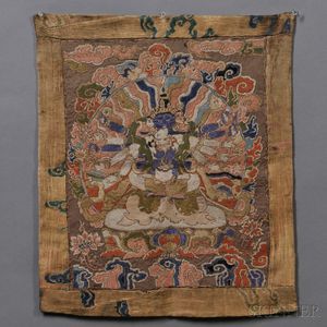 Buddhist Textile Fragment with Chakrasamvara and Vajravarahi