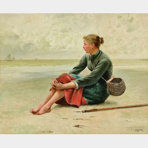 August Vilhelm Nikolaus Hagborg (Swedish, 1852-1921) Fisherwoman at Rest