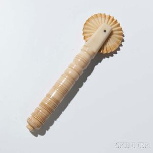 Turned and Carved Whale Ivory Pie Crimper