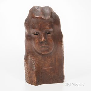 Chaim Gross (American, 1902-1991) Carved Wood Female Head