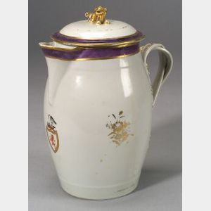 Chinese Export Porcelain Armorial Covered Cider Jug