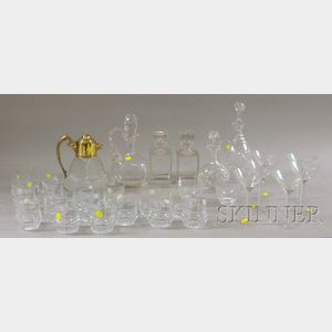 Thirty-one Pieces of Colorless Cut and Molded Glass Barware