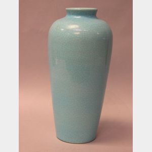 Turquoise Crackle Glazed Porcelain Vase.