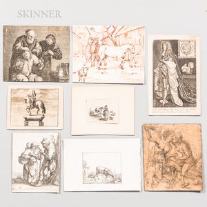 English and Dutch Schools, 17th/18th Century Album of Twelve Prints and Drawings.