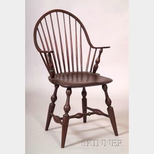 Brown-stained Windsor Continuous Armchair
