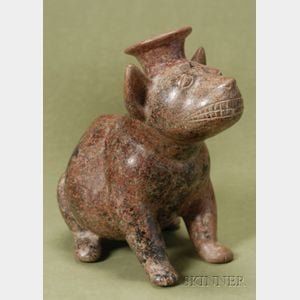 Pre-Columbian Painted Pottery Dog