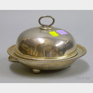 Silver Plated Covered Round Butter/Warming Dish.