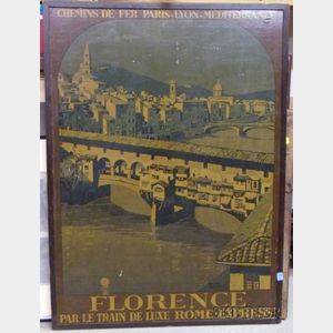 Florence Paris-Lyon-Mediteranee Co. Rome Express Railroad Travel Poster