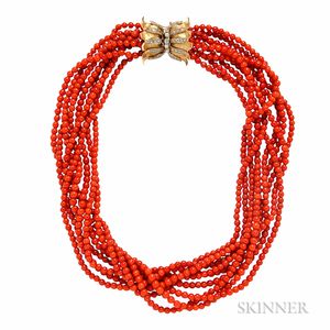 Coral Bead Torsade Necklace