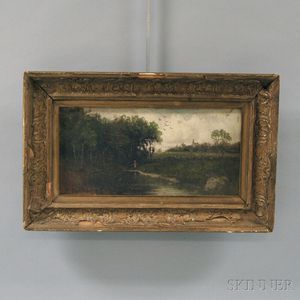 American School, 19th/20th Century Pastoral Landscape with Fisherman