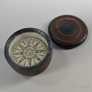 Spencer, Browning & Co. Red- and Blue-painted Cased Compass