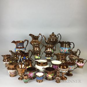 Twenty-six Copper Lustre Ceramic Vessels. 