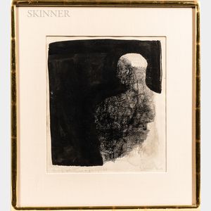 Henry Schwartz (American, 1927-2009) Two Framed Figural Ink Drawings: Untitled Head of a Bearded Man