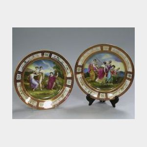 Pair of Austrian Handpainted Allegorical Cabinet Plates.