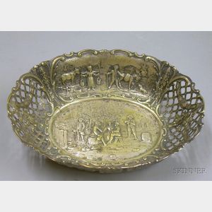 Silver Base Reticulated Oval Fruit Dish
