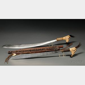 Two Indonesian Wood and Metal Kris