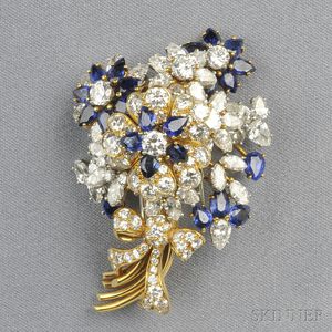 18kt Gold, Sapphire, and Diamond Brooch, Tiffany & Co.