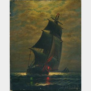 James Gale Tyler (American, 1855-1931) Moonlit Sail.