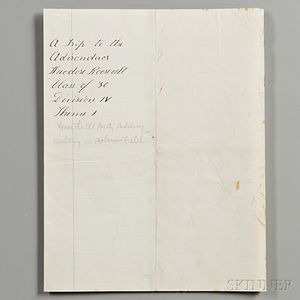 Roosevelt, Theodore (1858-1919) Signed Manuscript School Paper, Harvard, [pre-1880].