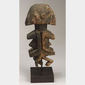 African Carved Wood Janus Figure